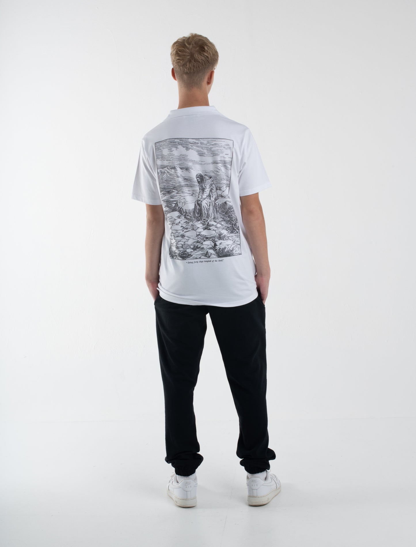 TEMPTED graphic white polo shirt