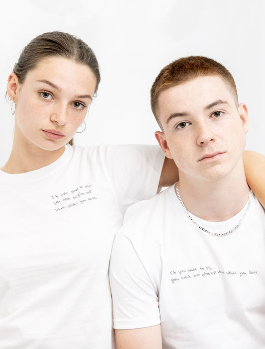SCRIPT unisex white tee