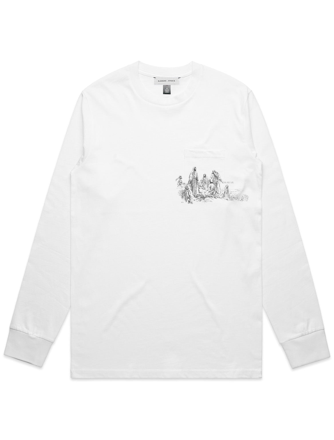 TEMPTED graphic white long sleeved t-shirt