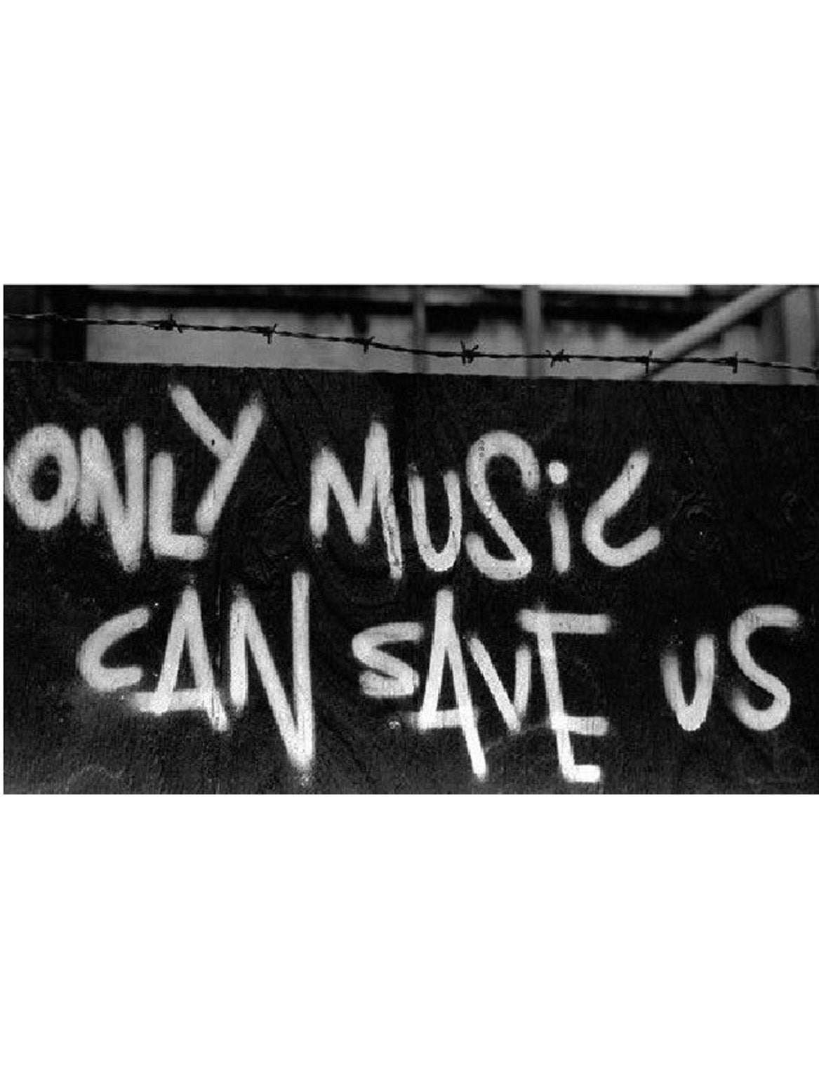 ONLY MUSIC CAN SAVE US white graphic t-shirt
