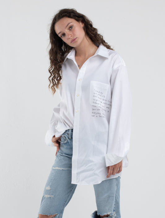 SCRIPT unisex white graphic shirt