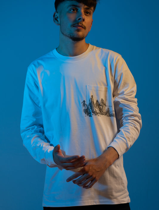 TEMPTED graphic white long sleeved t-shirt